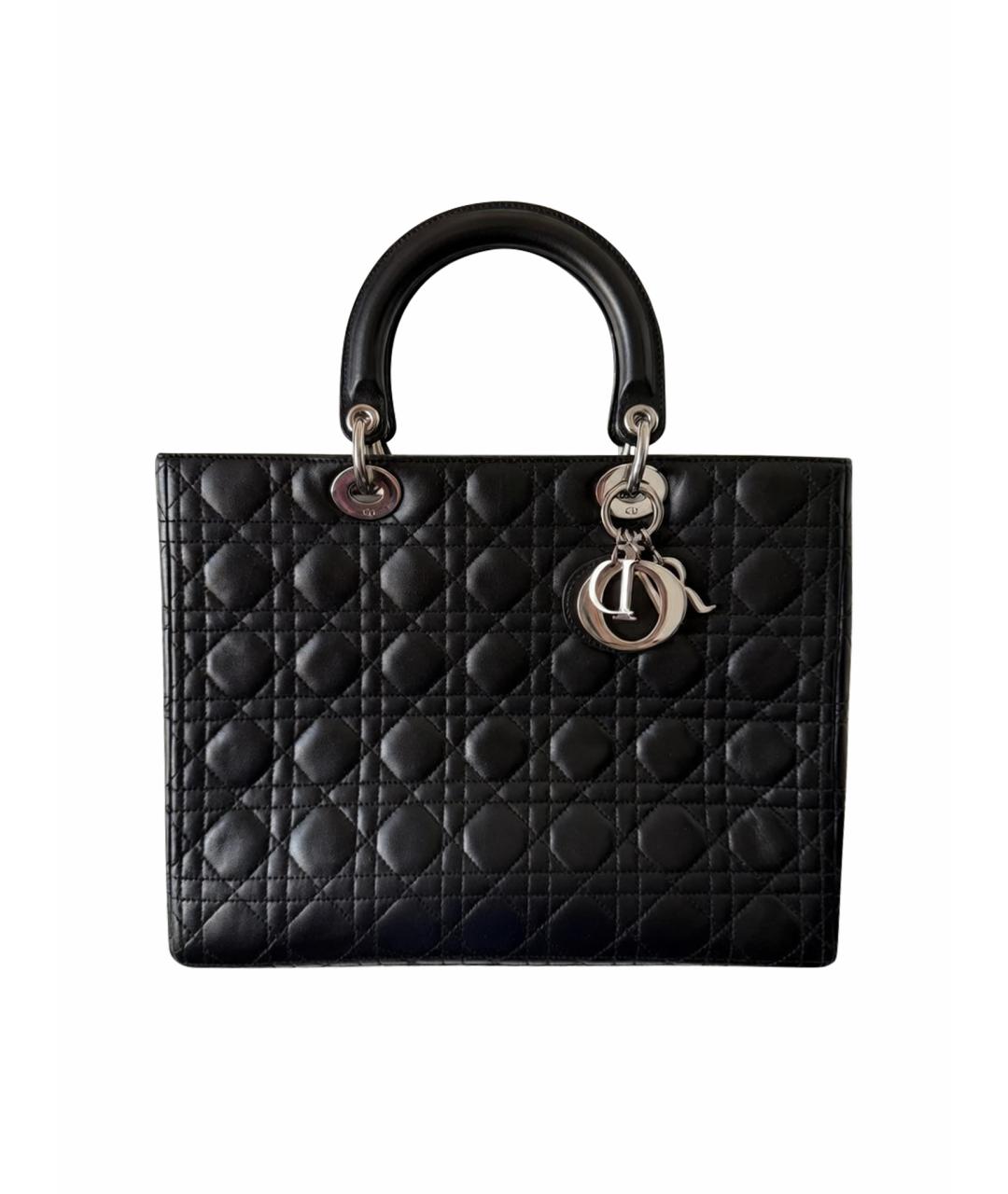 CHRISTIAN DIOR Черная кожаная сумка с короткими ручками, фото 1