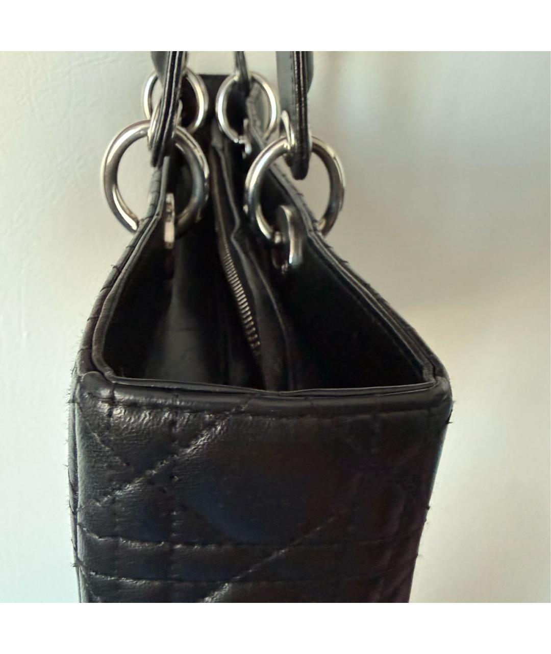 CHRISTIAN DIOR Черная кожаная сумка с короткими ручками, фото 5