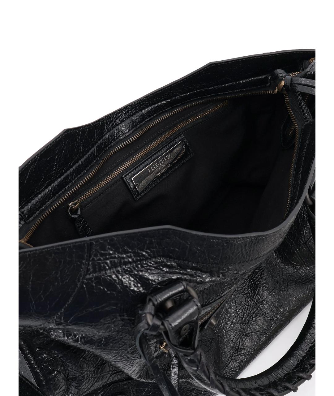 BALENCIAGA Черная кожаная сумка тоут, фото 4