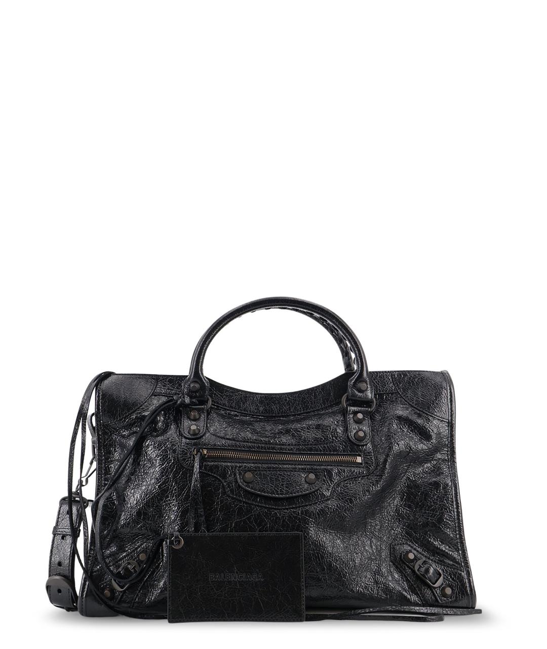 BALENCIAGA Черная кожаная сумка тоут, фото 1