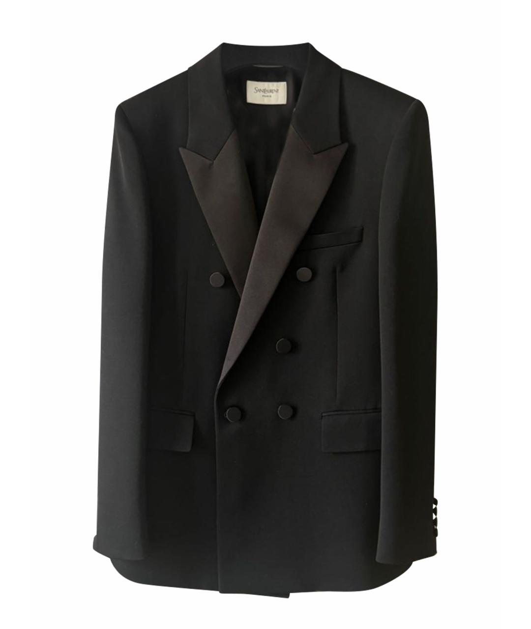 SAINT LAURENT Черный шерстяной пиджак, фото 1