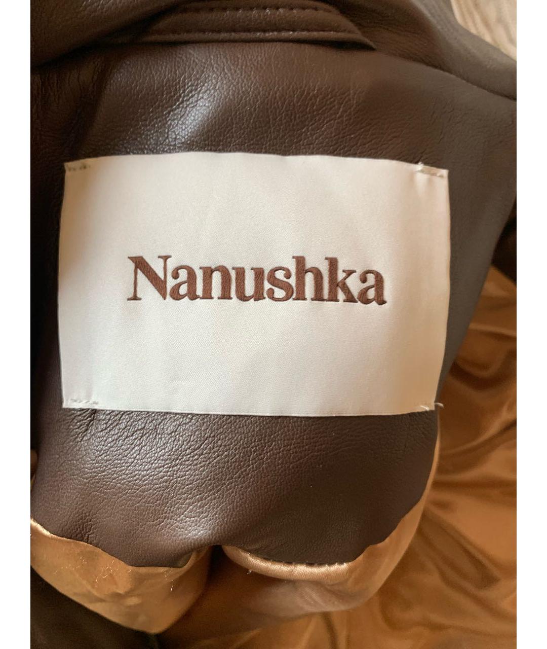 NANUSHKA Коричневый кожаный пуховик, фото 6