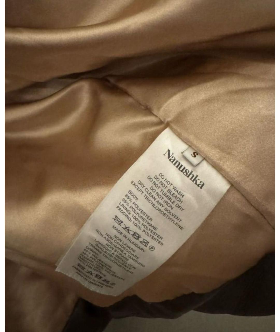 NANUSHKA Коричневый кожаный пуховик, фото 4