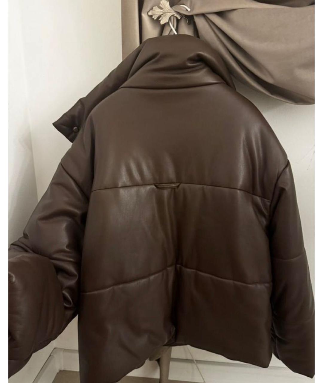 NANUSHKA Коричневый кожаный пуховик, фото 5