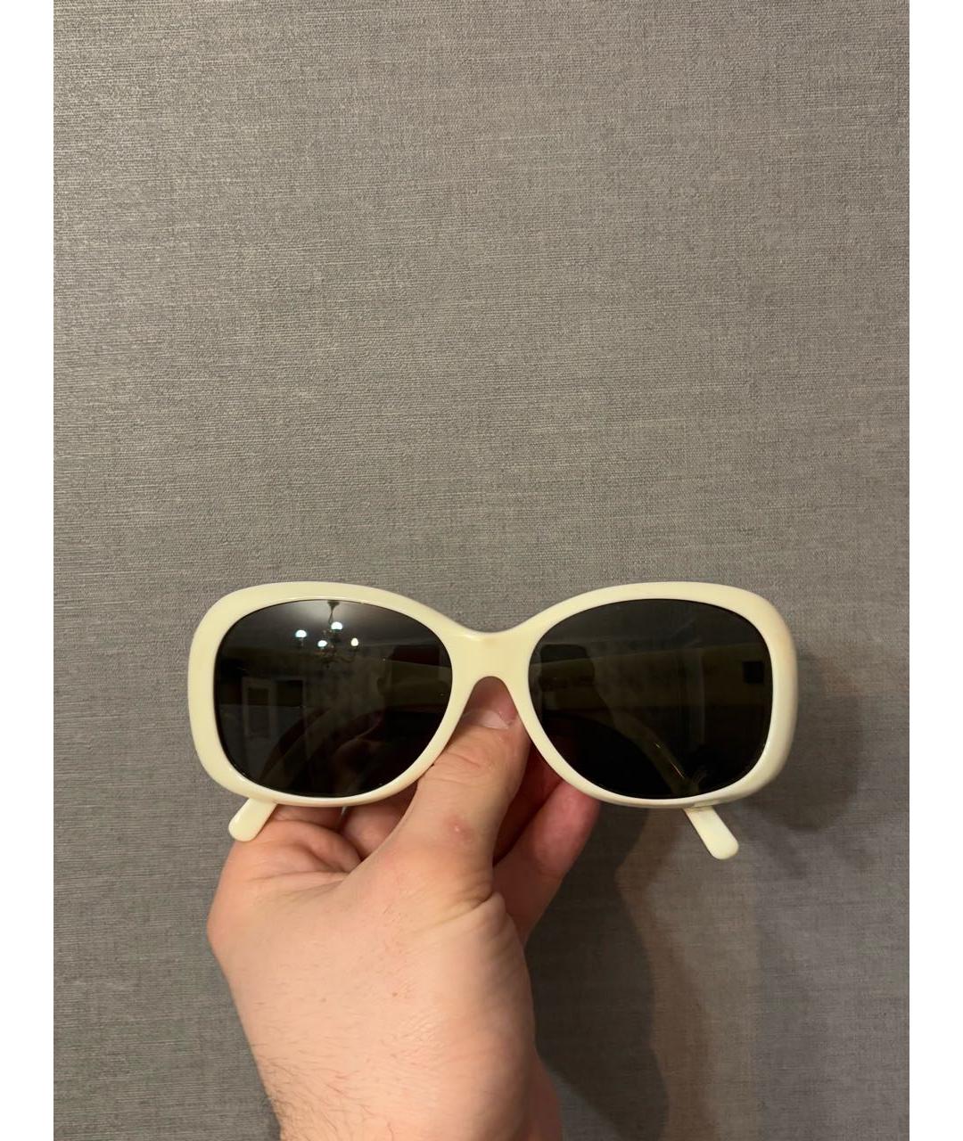 SAINT LAURENT Белые пластиковые солнцезащитные очки, фото 8