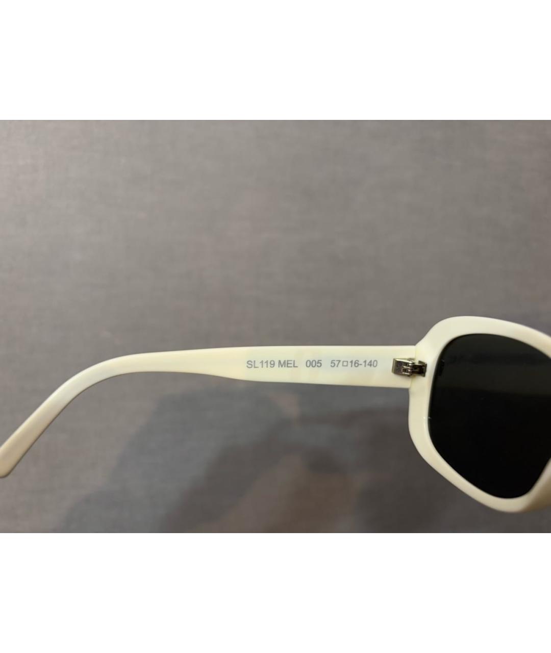 SAINT LAURENT Белые пластиковые солнцезащитные очки, фото 7