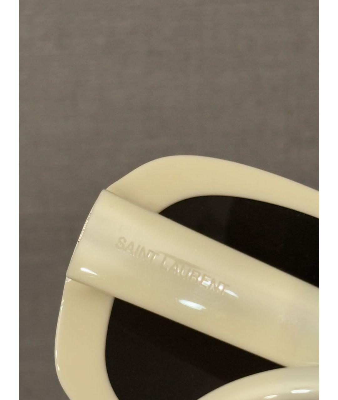 SAINT LAURENT Белые пластиковые солнцезащитные очки, фото 5