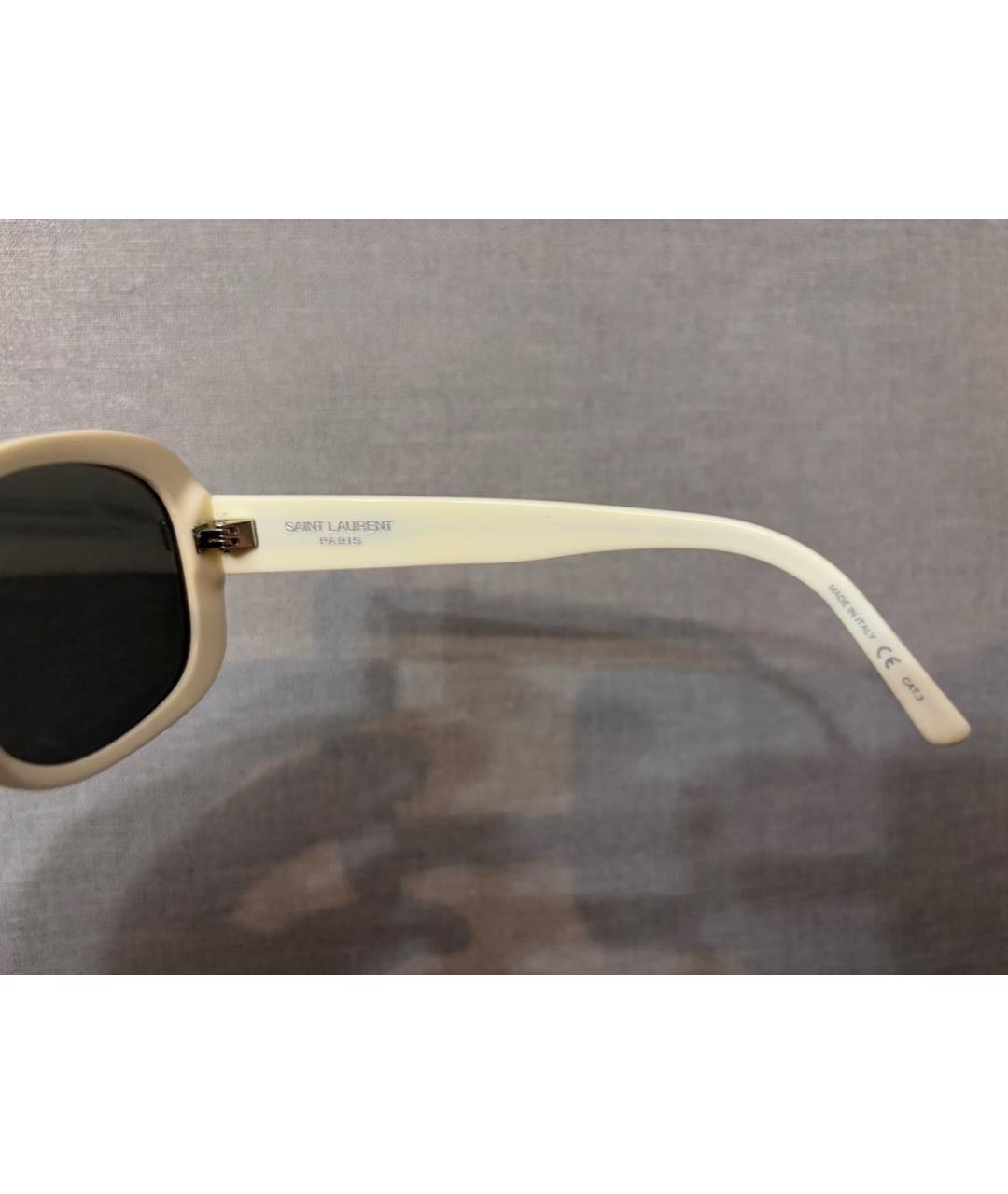 SAINT LAURENT Белые пластиковые солнцезащитные очки, фото 6