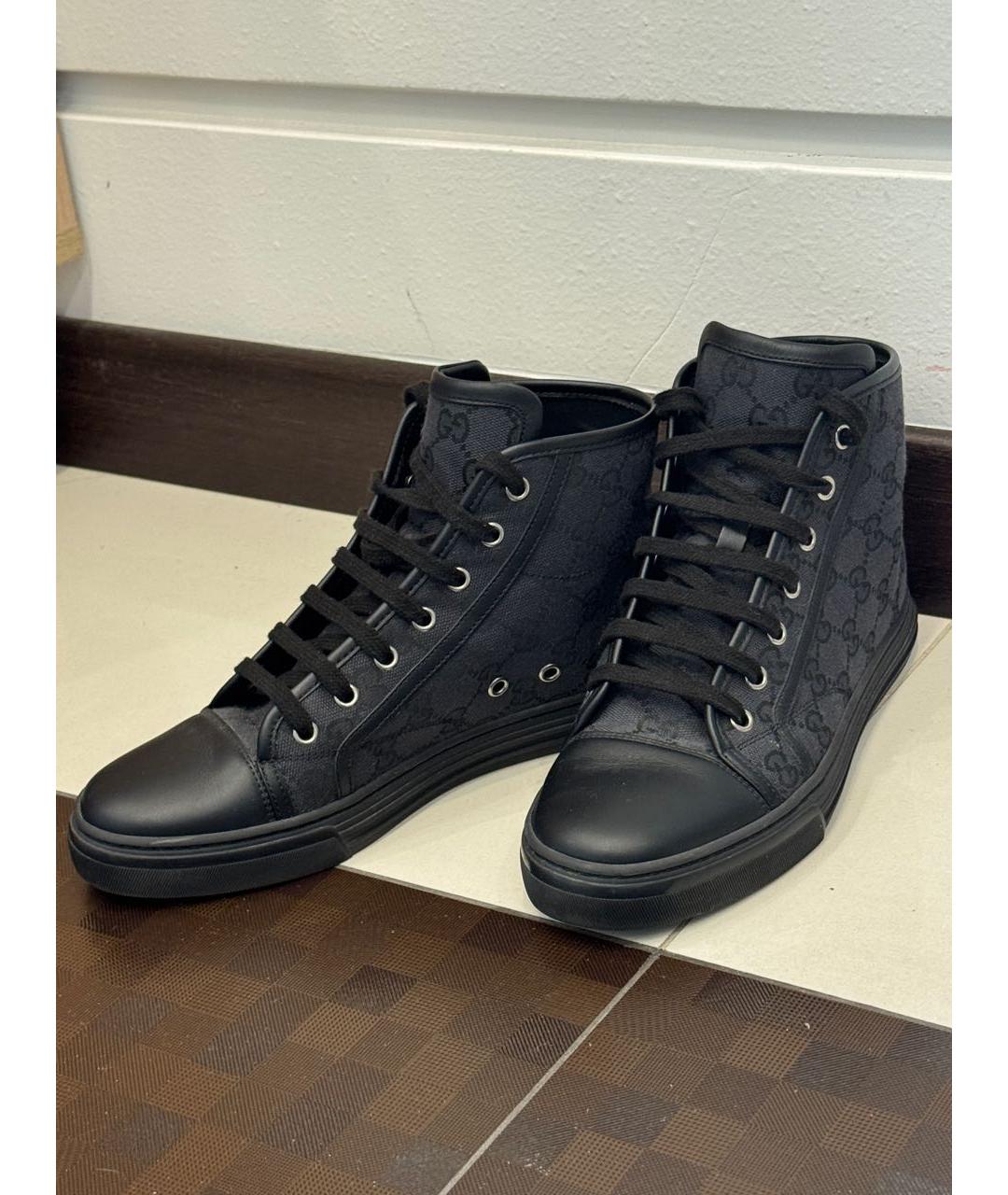 GUCCI Черные текстильные кеды, фото 5