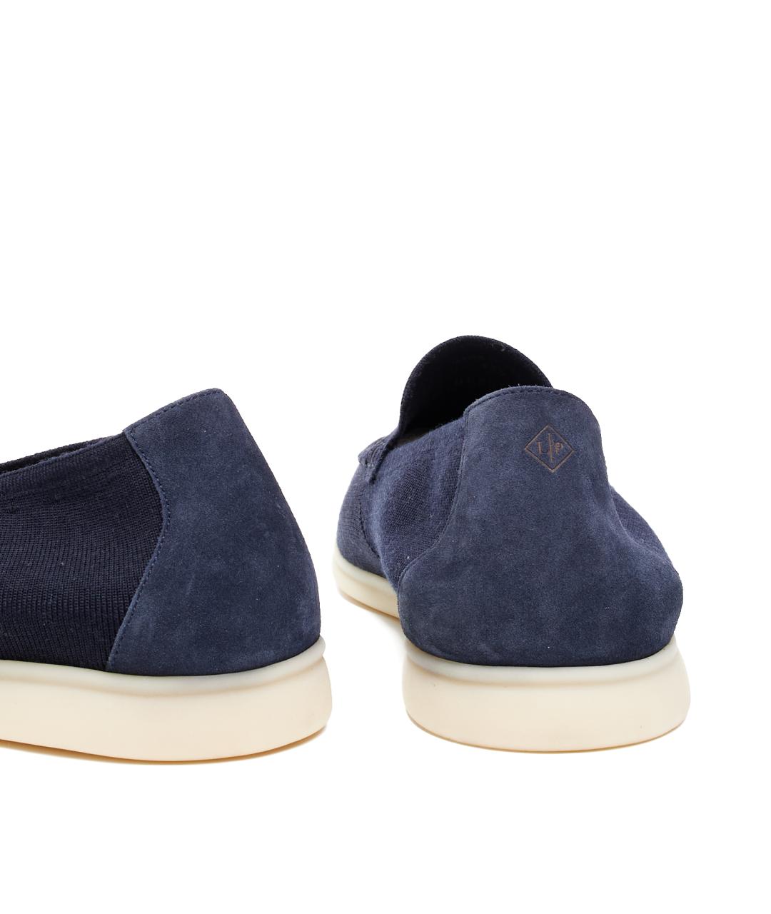 LORO PIANA Синие замшевые лоферы, фото 3