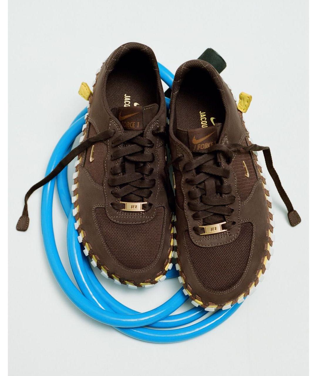 JACQUEMUS Коричневые кожаные кроссовки, фото 2