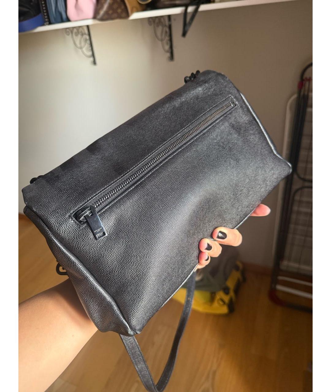 SAINT LAURENT Черная кожаная сумка через плечо, фото 2