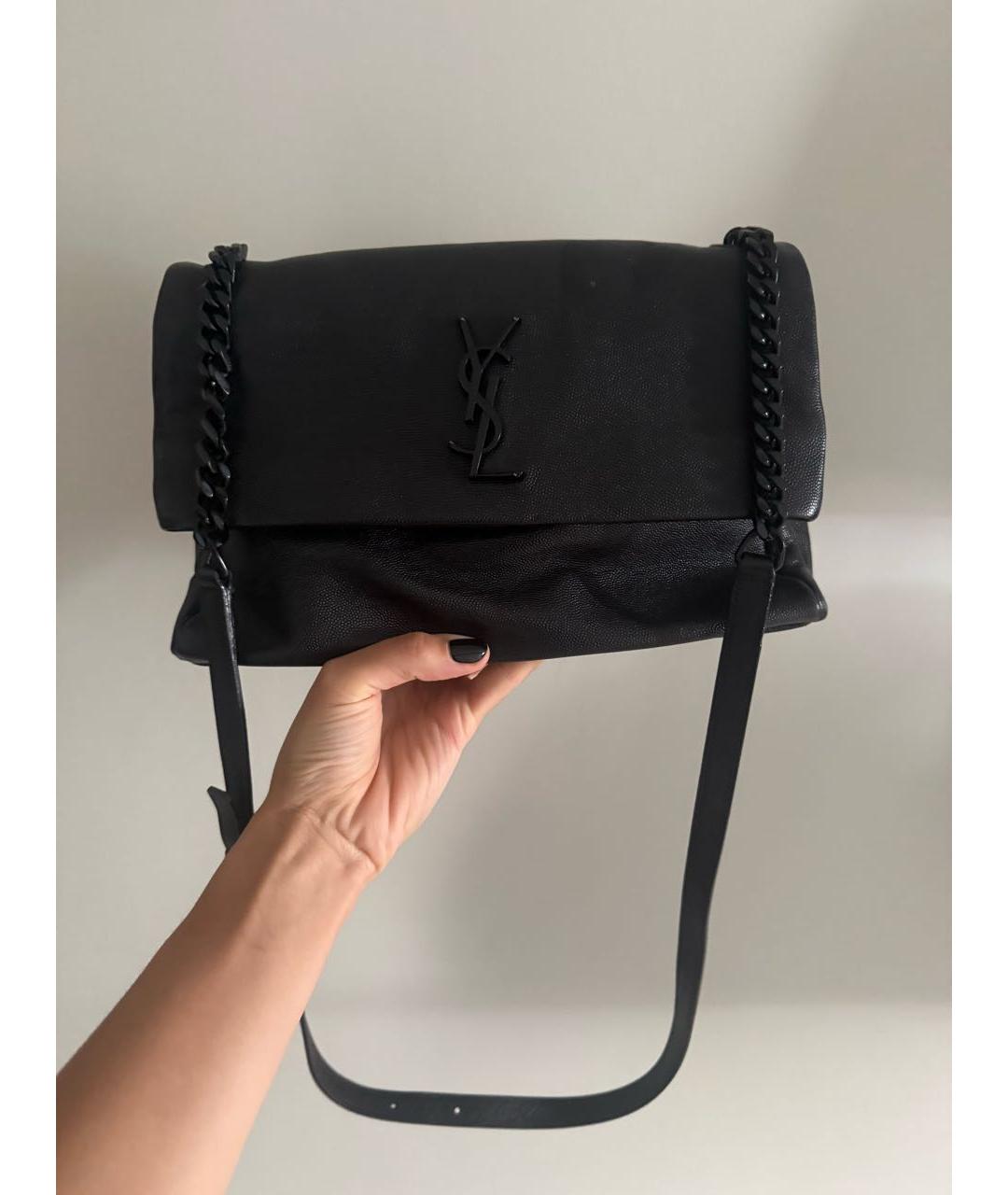 SAINT LAURENT Черная кожаная сумка через плечо, фото 5