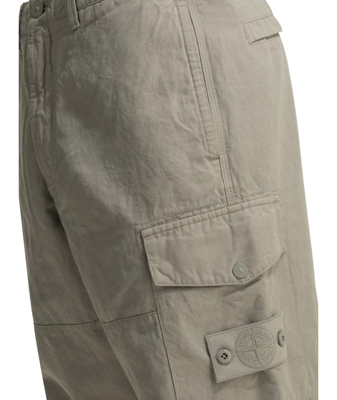 STONE ISLAND Серые хлопковые повседневные брюки, фото 4