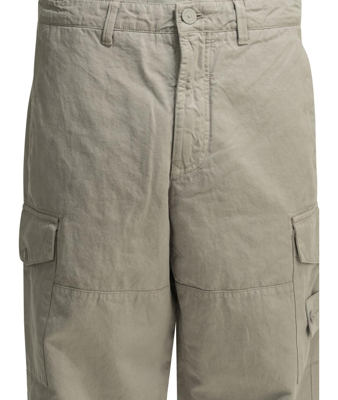STONE ISLAND Серые хлопковые повседневные брюки, фото 3
