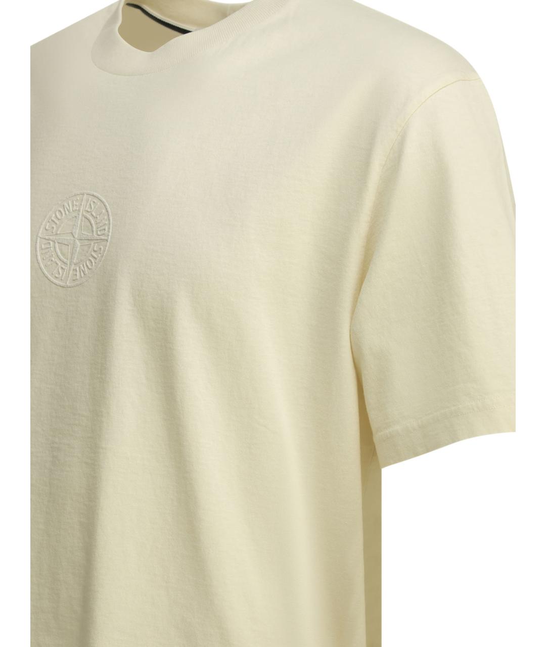 STONE ISLAND Белая хлопковая футболка, фото 4