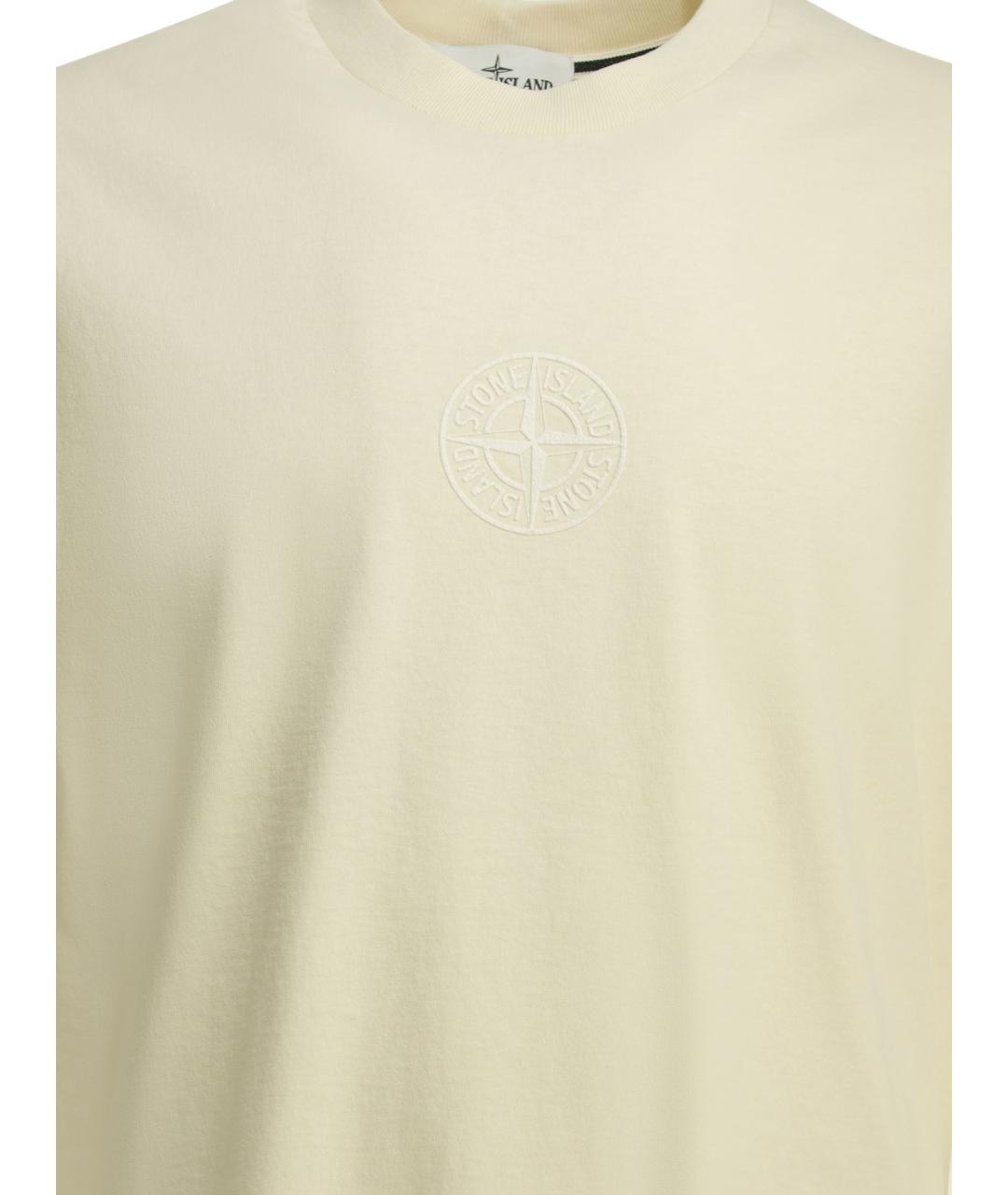 STONE ISLAND Белая хлопковая футболка, фото 3