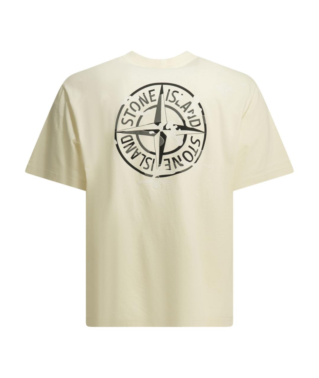 STONE ISLAND Белая хлопковая футболка, фото 2