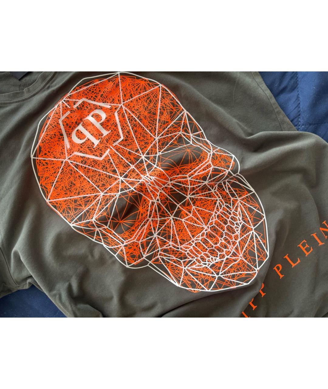 PHILIPP PLEIN Зеленая хлопко-полиэстеровая футболка, фото 3