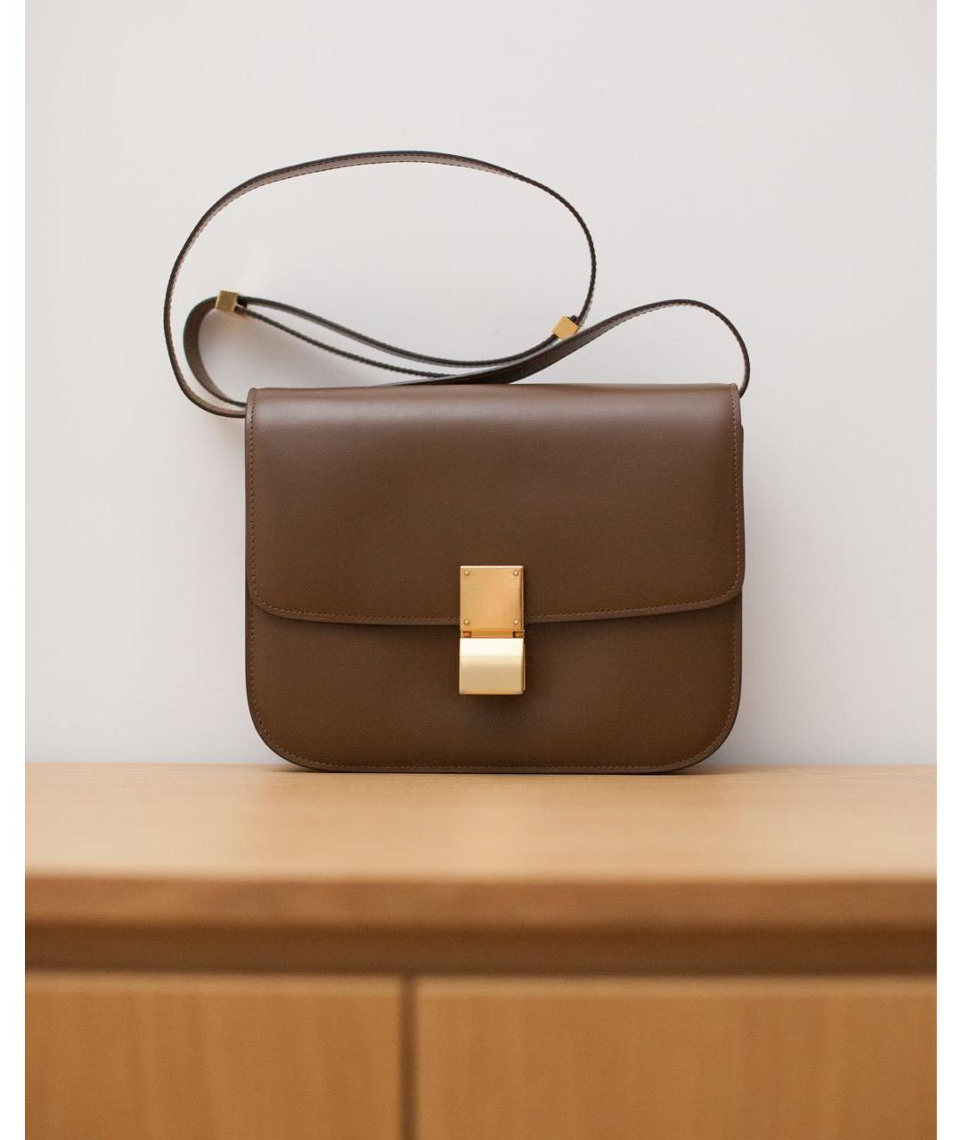 CELINE Коричневая кожаная сумка через плечо, фото 8