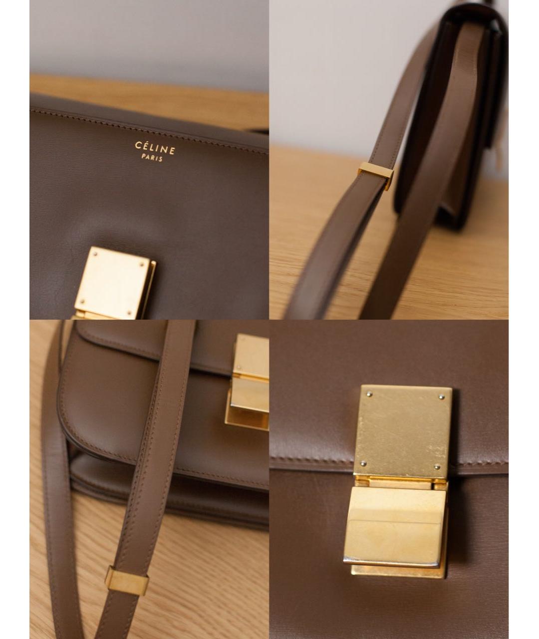 CELINE Коричневая кожаная сумка через плечо, фото 6