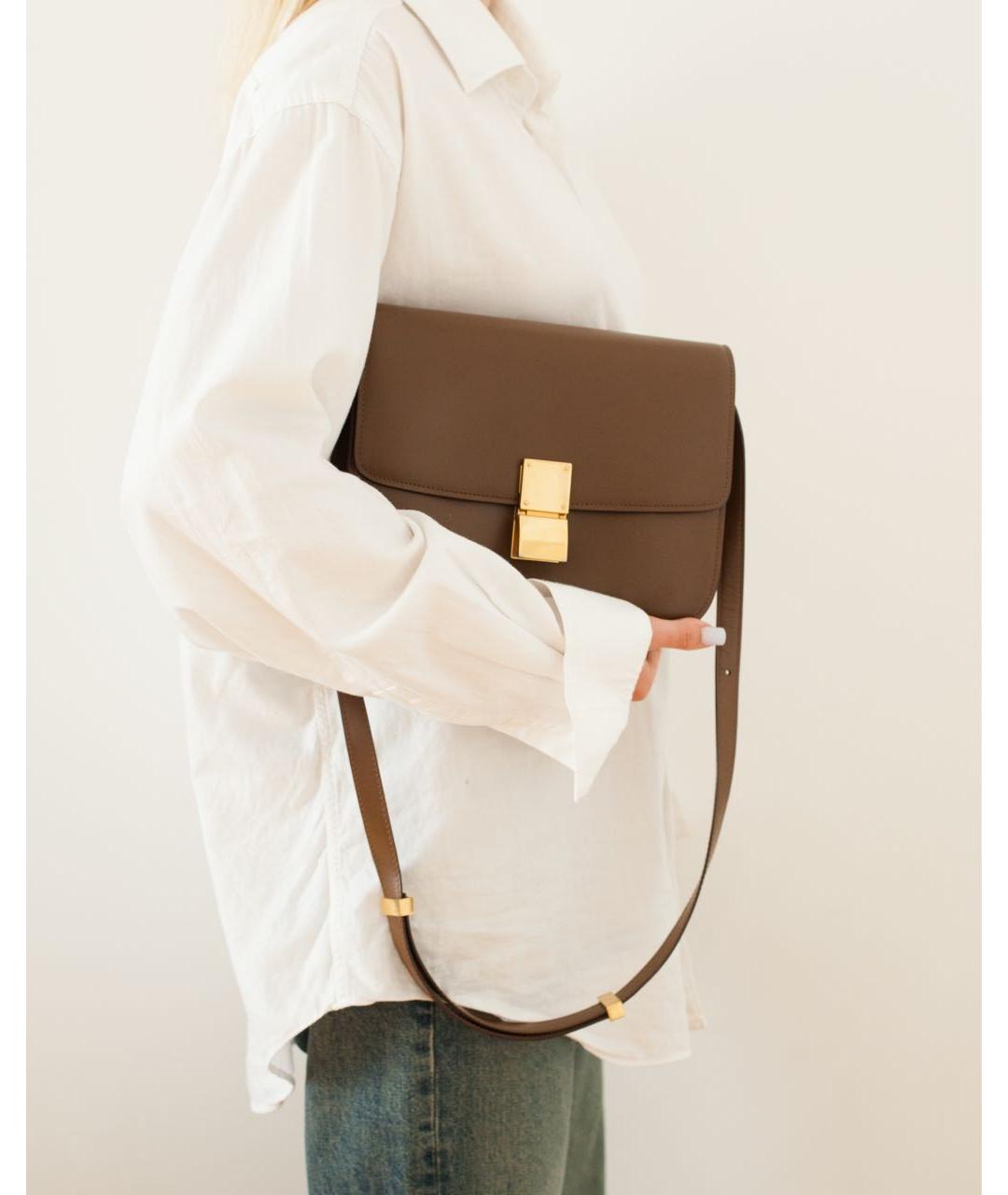 CELINE Коричневая кожаная сумка через плечо, фото 3