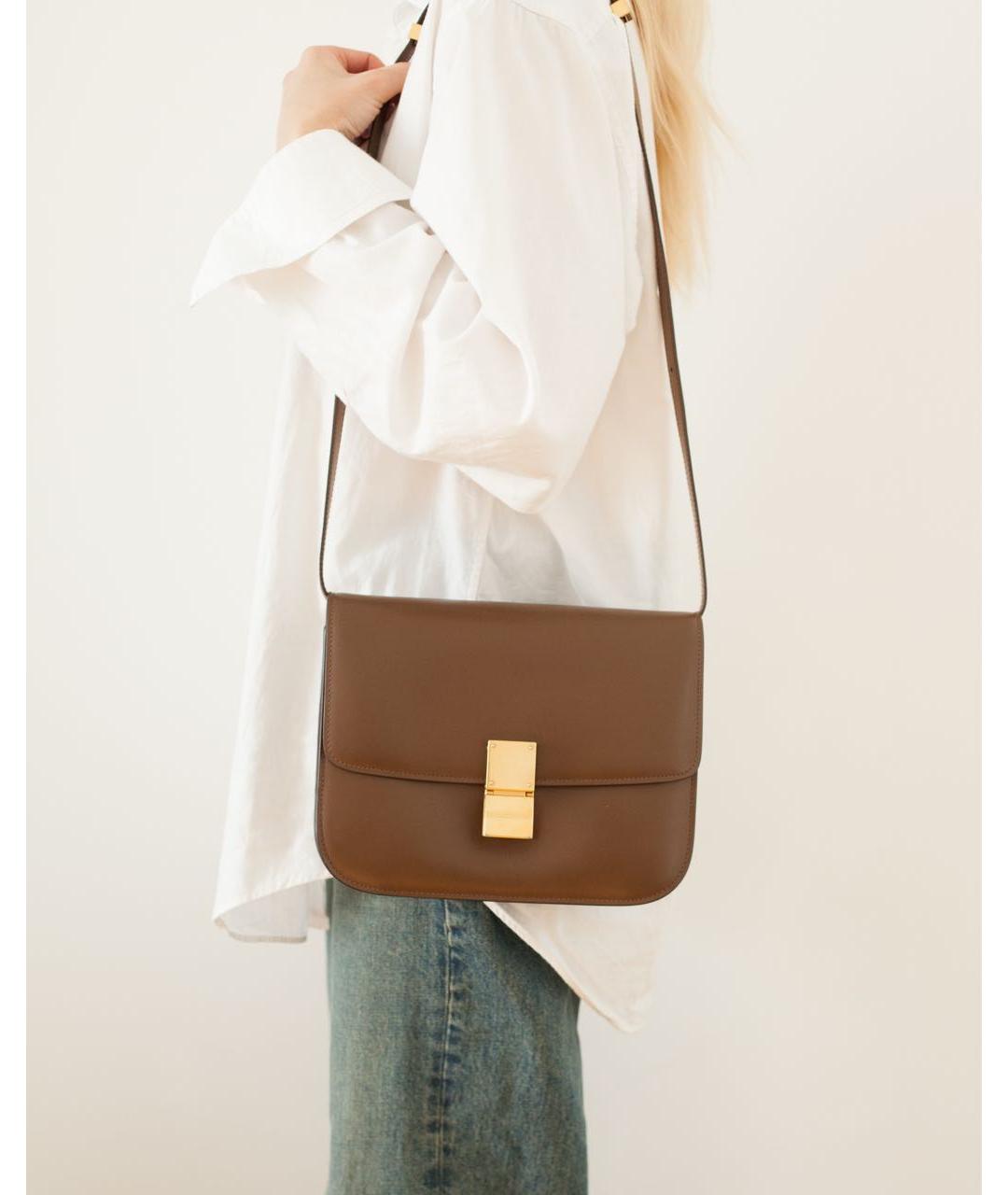 CELINE Коричневая кожаная сумка через плечо, фото 2