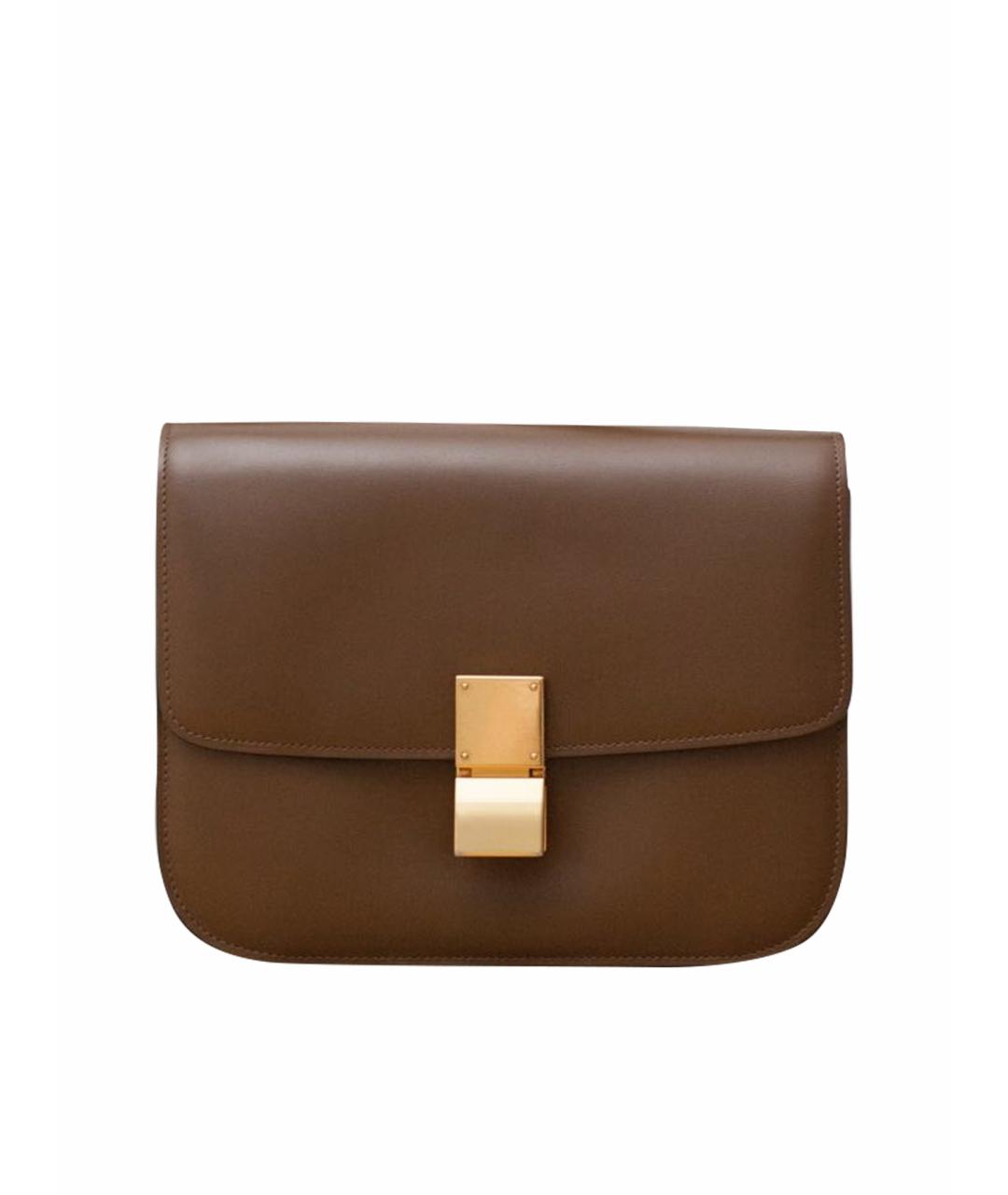 CELINE Коричневая кожаная сумка через плечо, фото 1