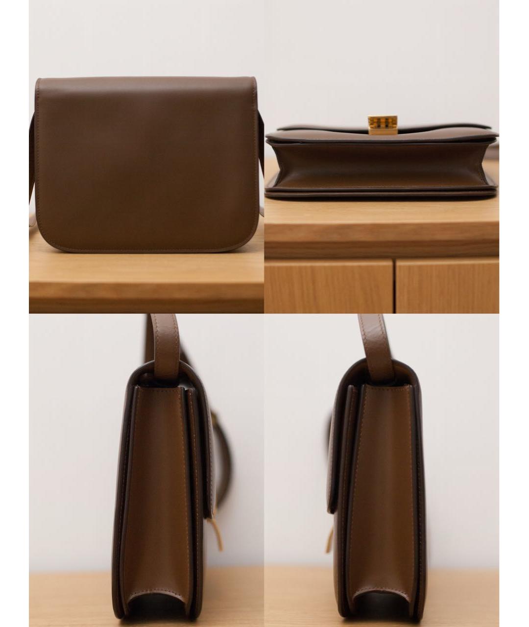 CELINE Коричневая кожаная сумка через плечо, фото 5