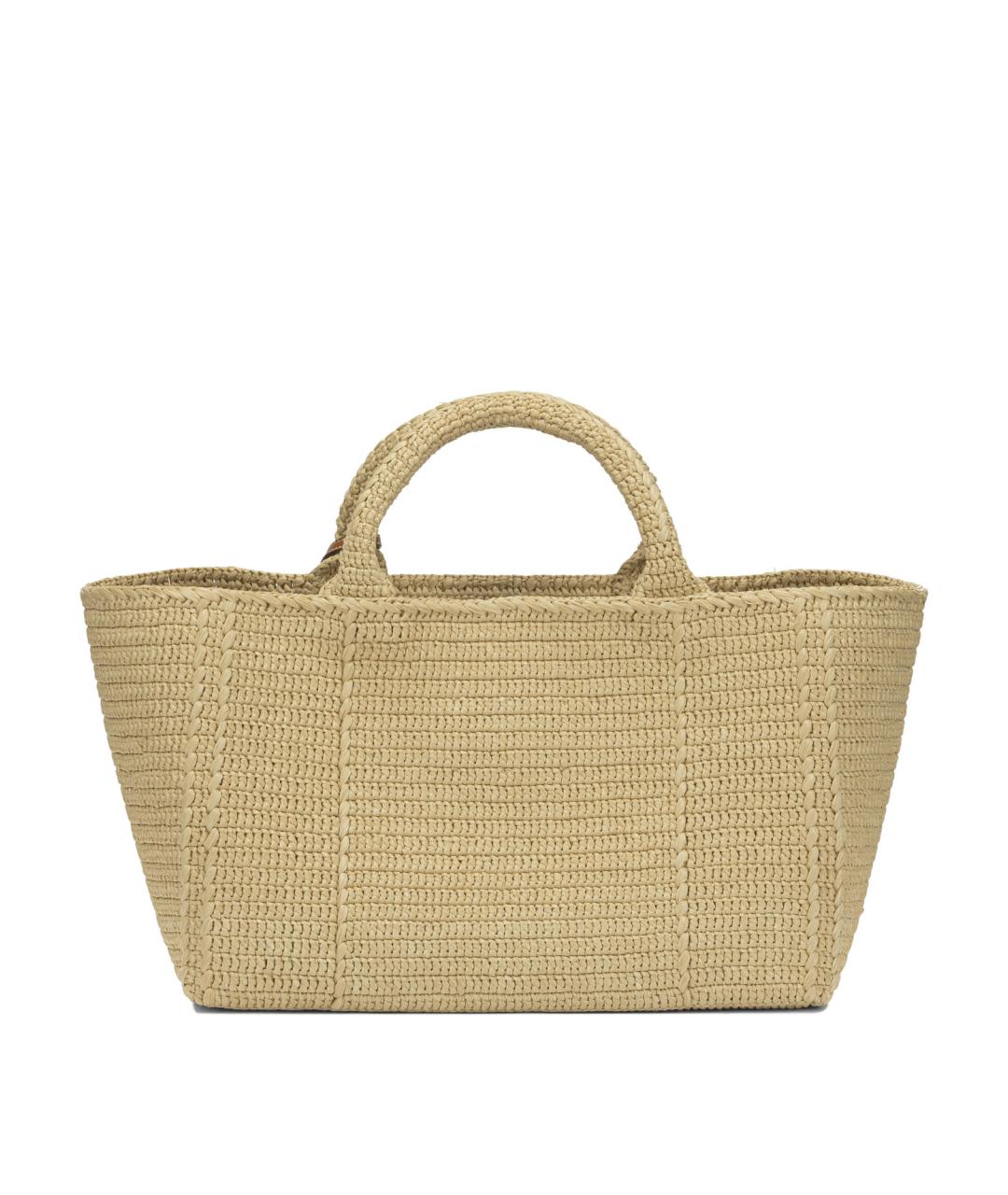 PRADA Бежевая пелетеная сумка тоут, фото 3