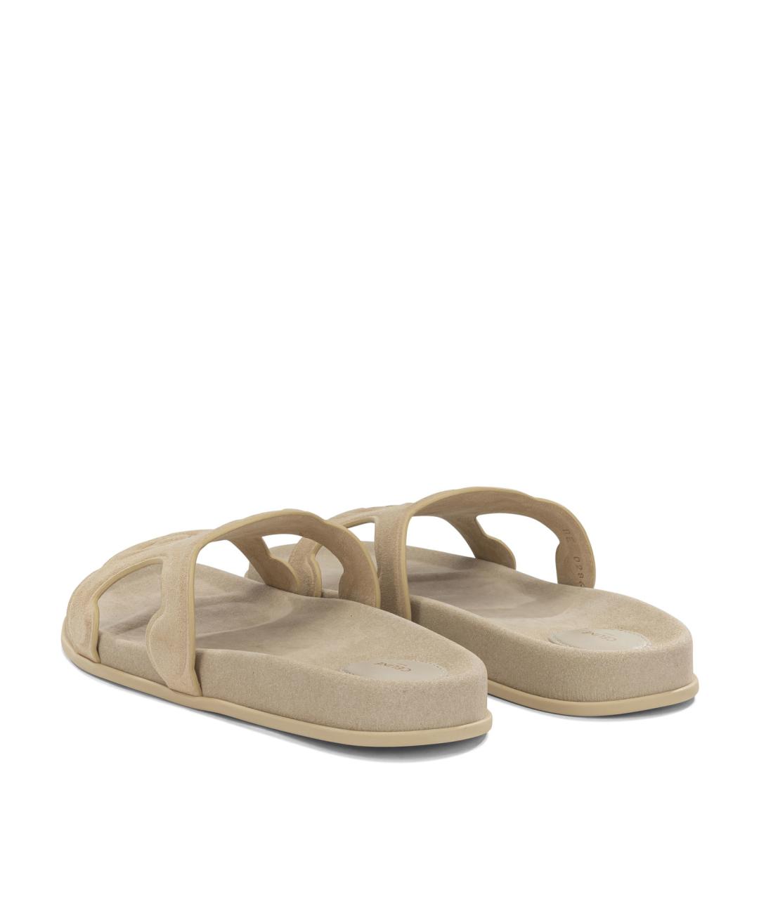 CELINE Бежевые замшевые шлепанцы, фото 4