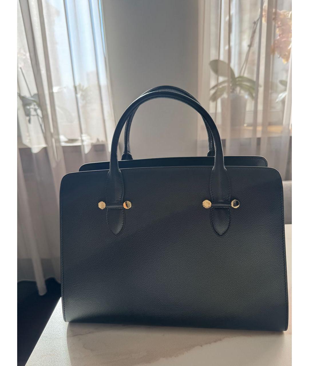 FERRAGAMO Черная кожаная сумка с короткими ручками, фото 2