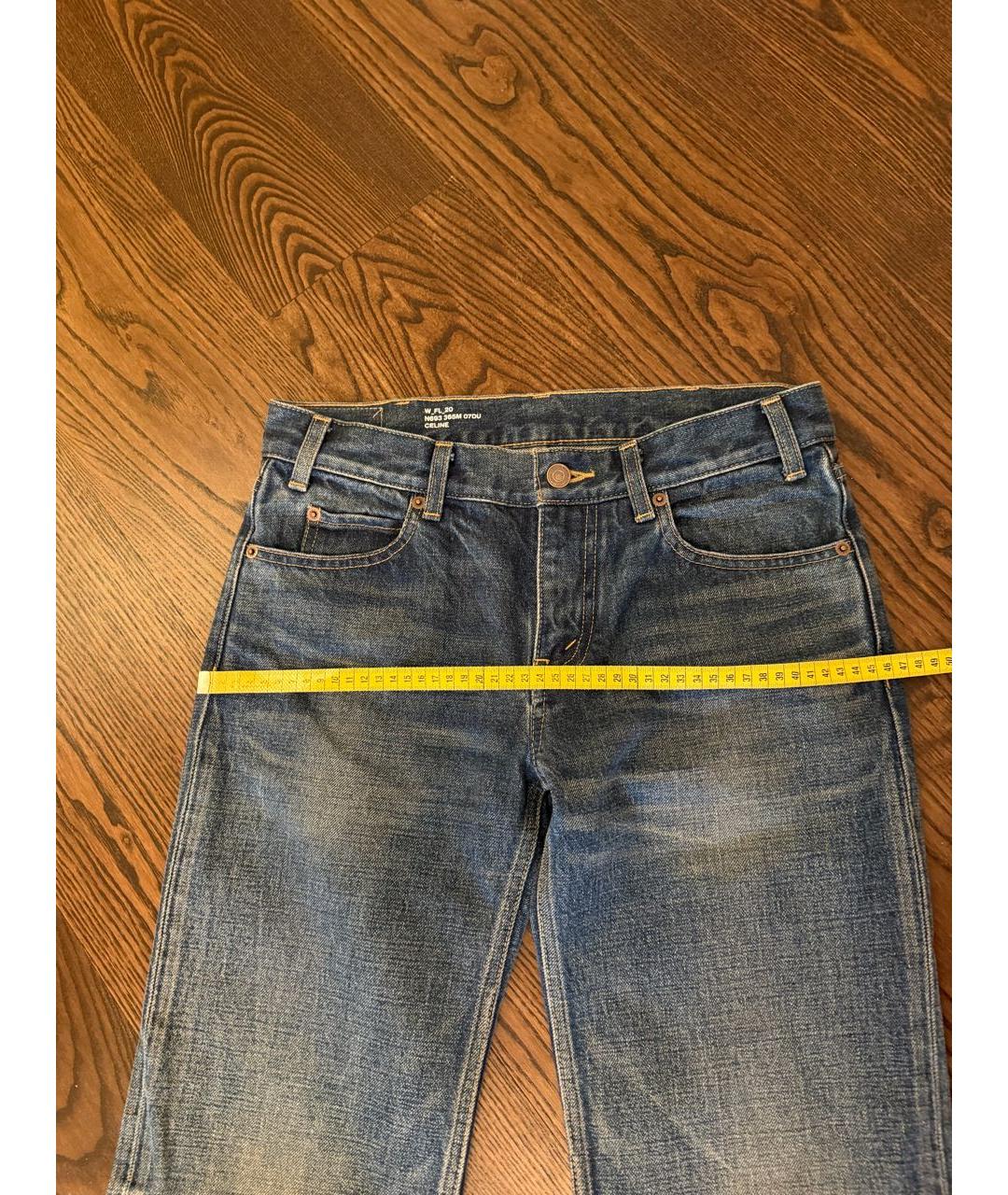 CELINE Синие хлопковые прямые джинсы, фото 6