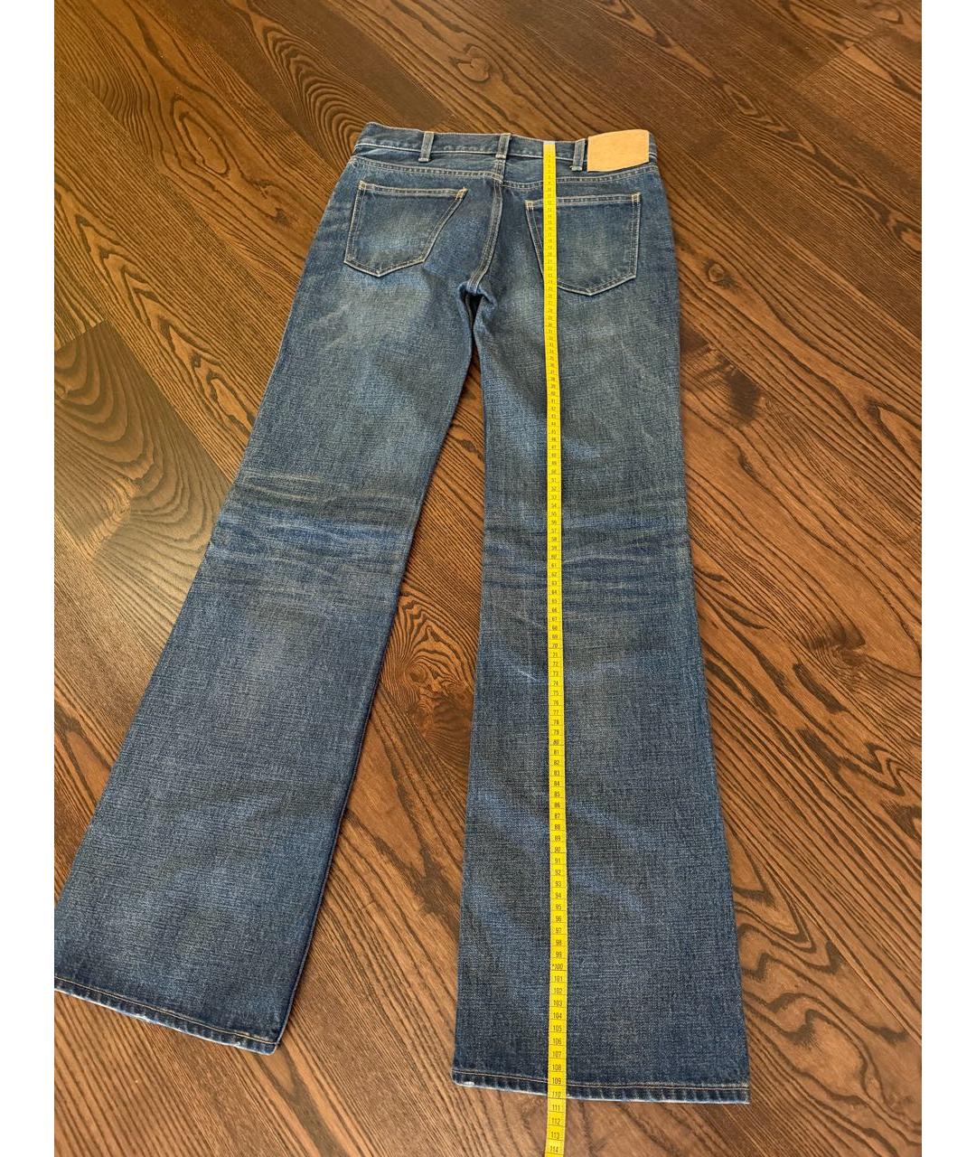 CELINE Синие хлопковые прямые джинсы, фото 4