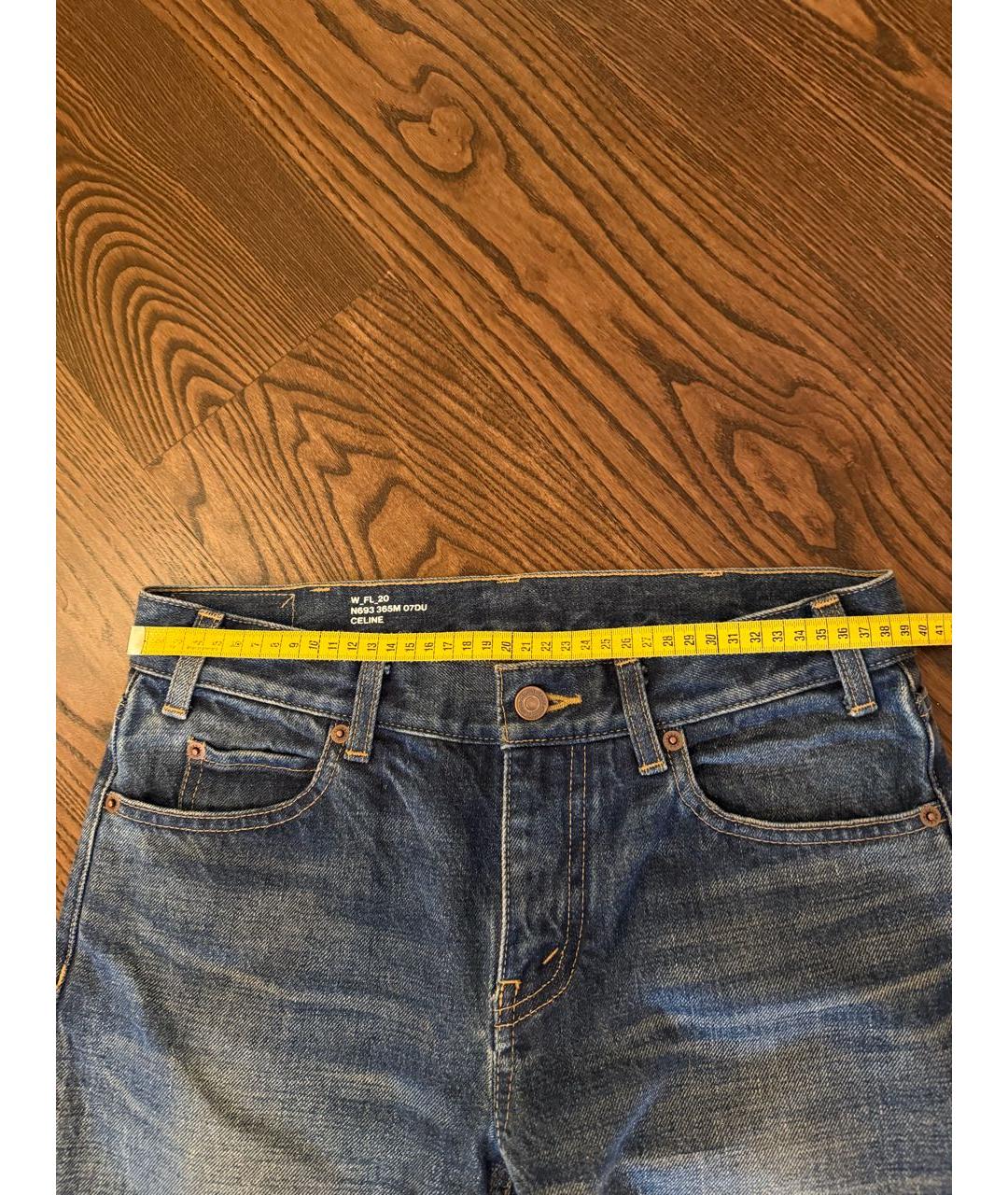 CELINE Синие хлопковые прямые джинсы, фото 5
