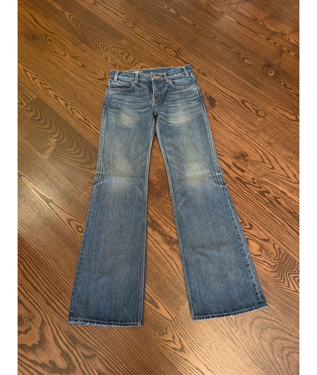 CELINE Синие хлопковые прямые джинсы, фото 7