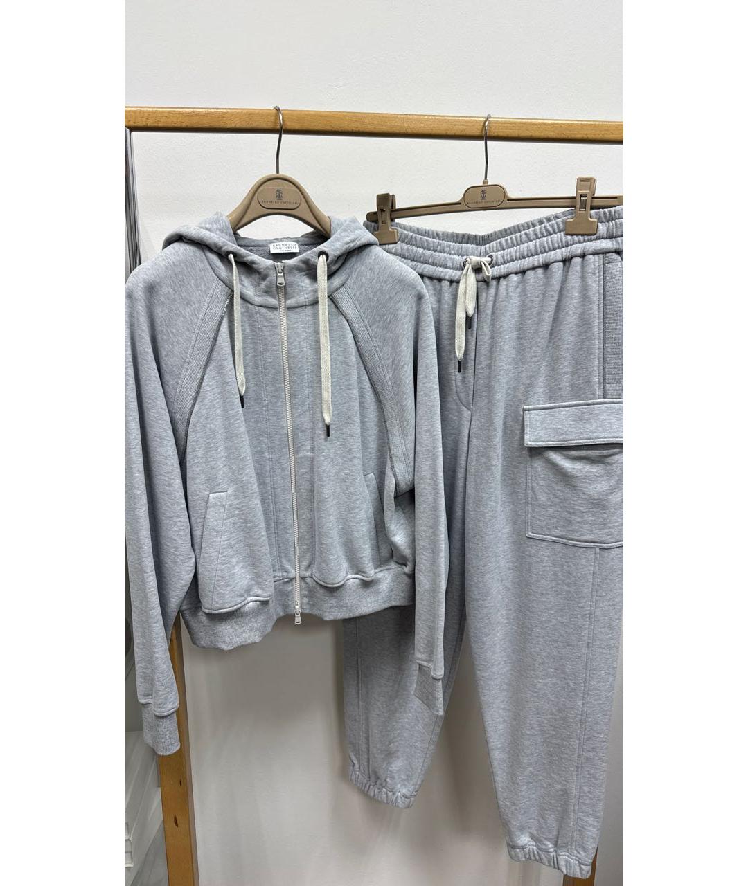 BRUNELLO CUCINELLI Серый хлопко-эластановый спортивные костюмы, фото 8