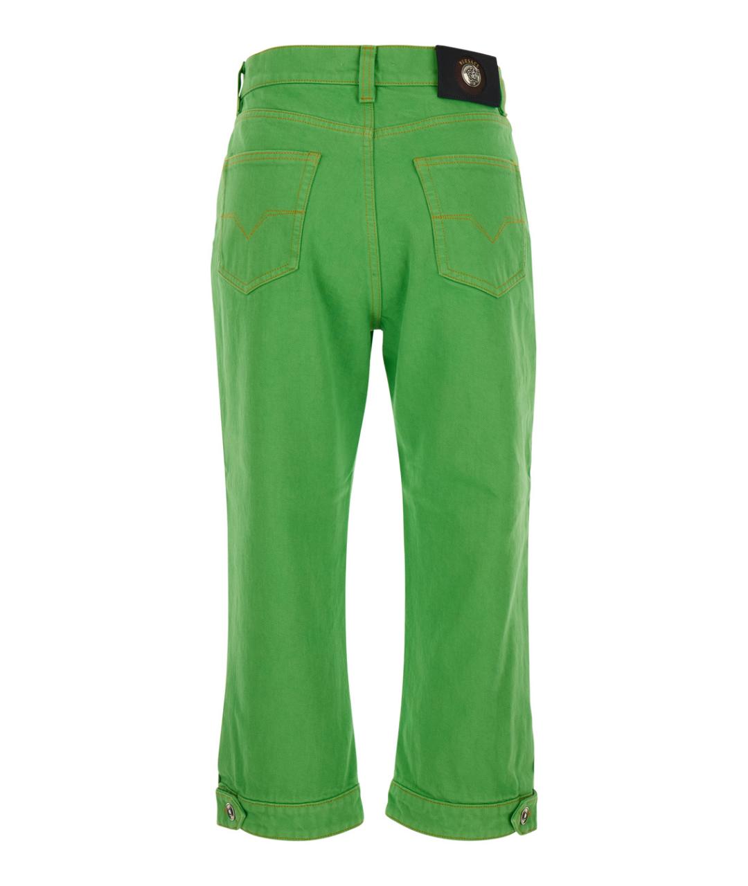 VERSACE Зеленые хлопковые прямые джинсы, фото 2