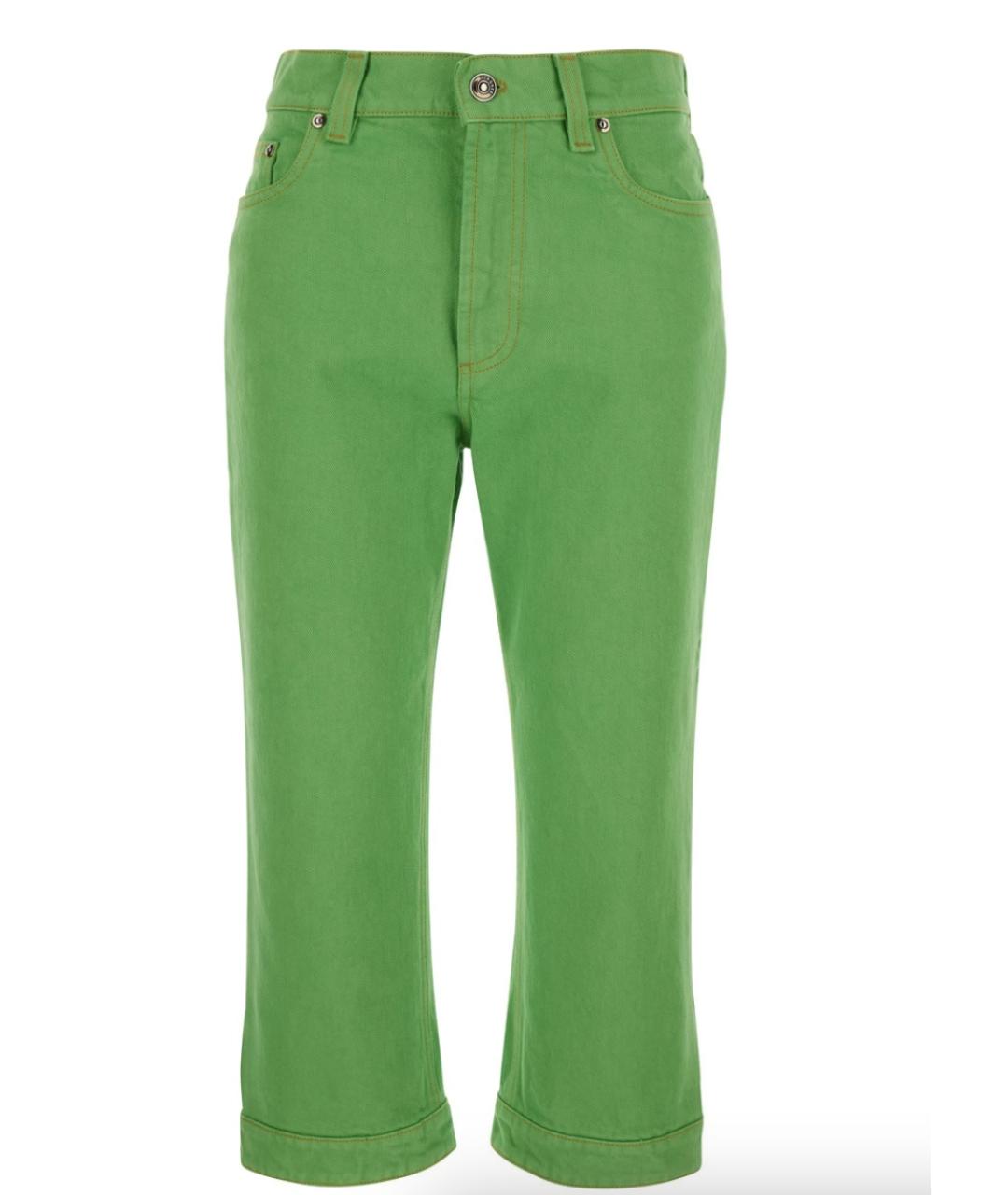 VERSACE Зеленые хлопковые прямые джинсы, фото 1