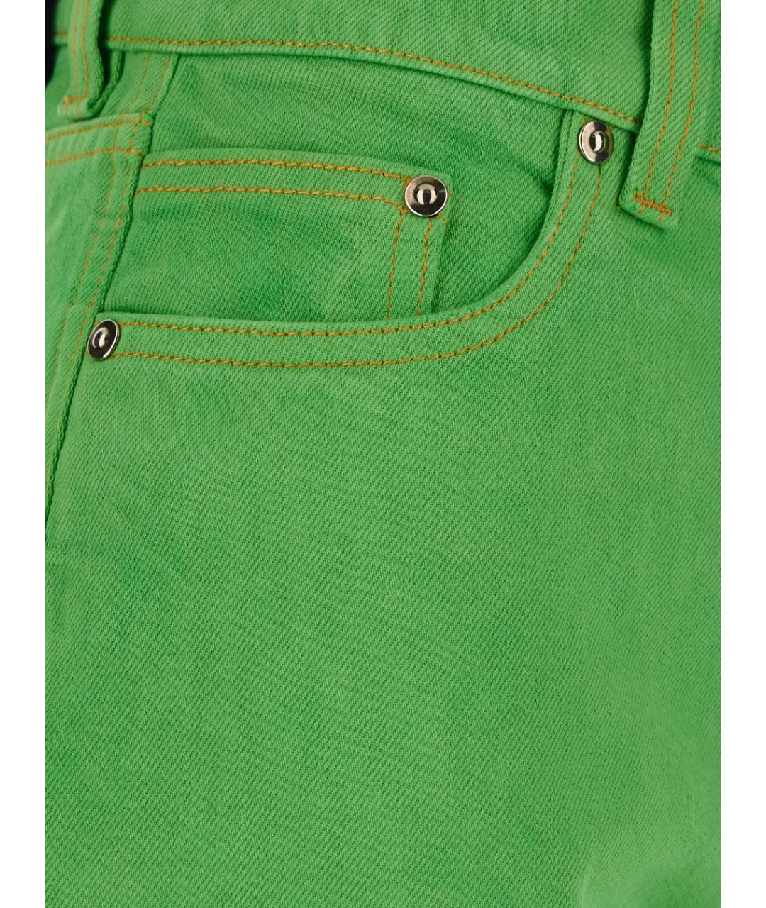 VERSACE Зеленые хлопковые прямые джинсы, фото 3