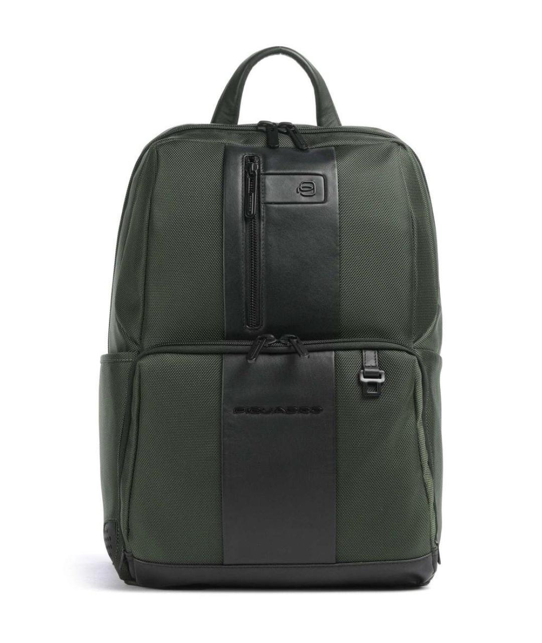 PIQUADRO Хаки кожаный рюкзак, фото 9