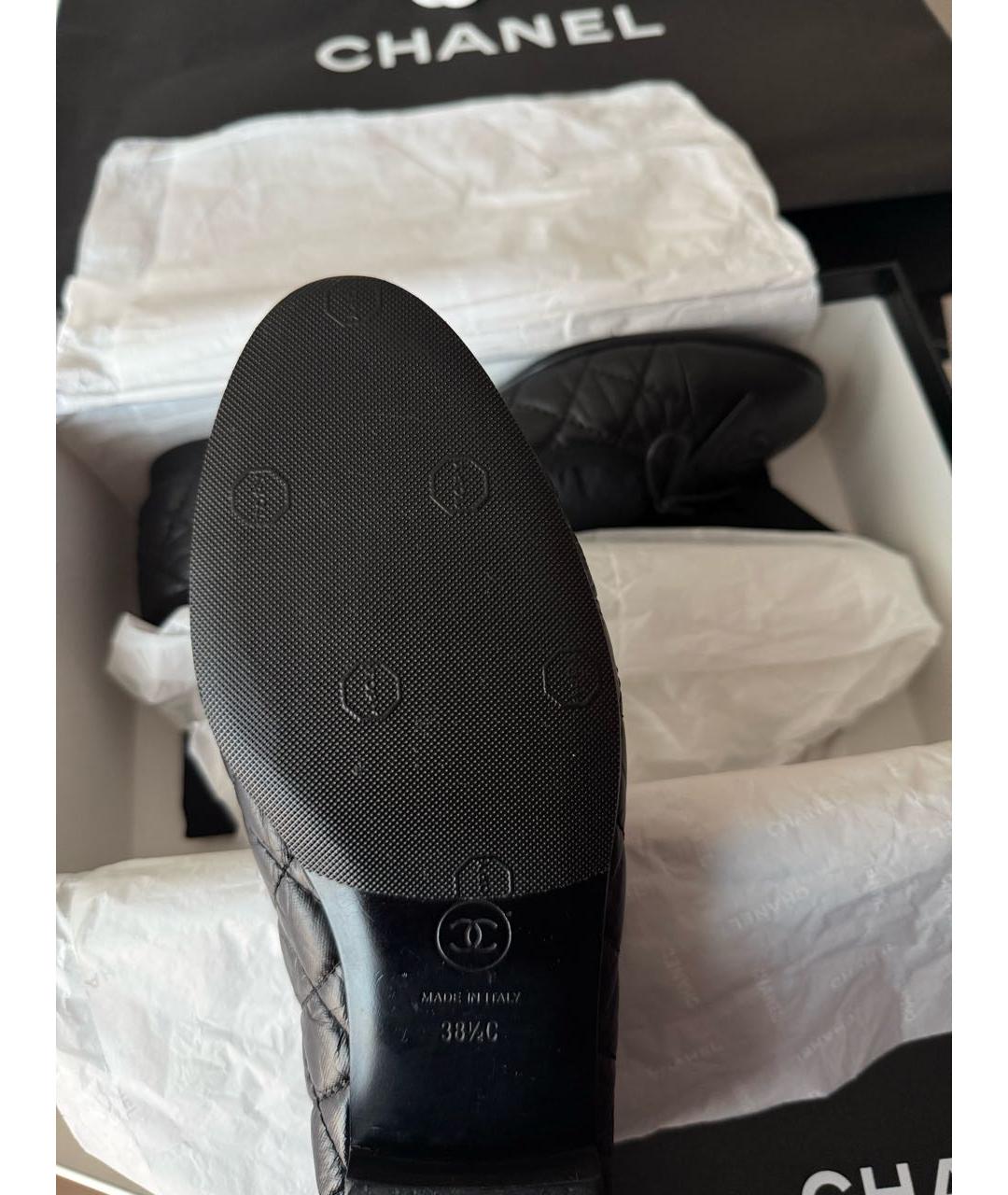 CHANEL Черные кожаные балетки, фото 5
