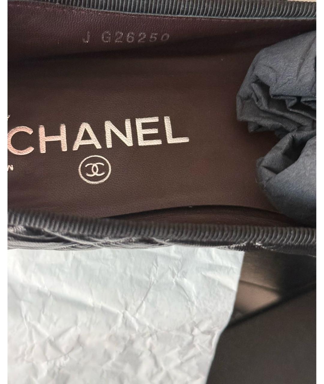 CHANEL Черные кожаные балетки, фото 4