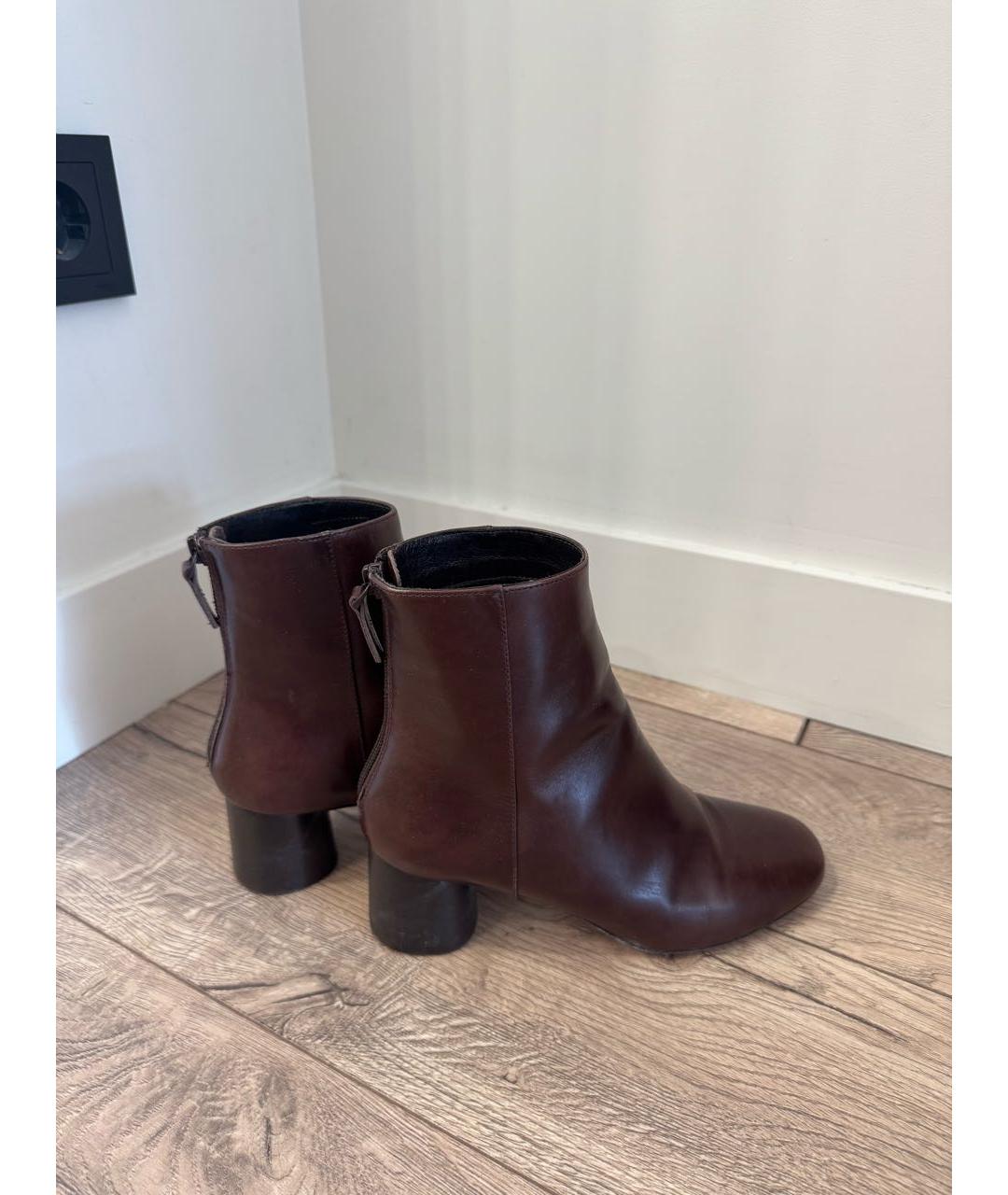 SANDRO Коричневые кожаные ботильоны, фото 6