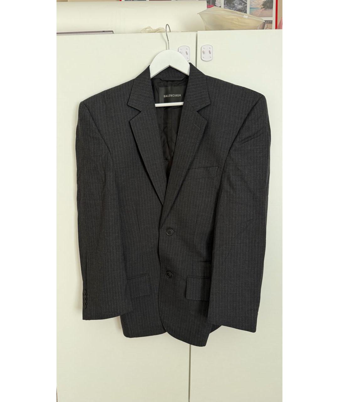 BALENCIAGA Серый шерстяной жакет/пиджак, фото 5