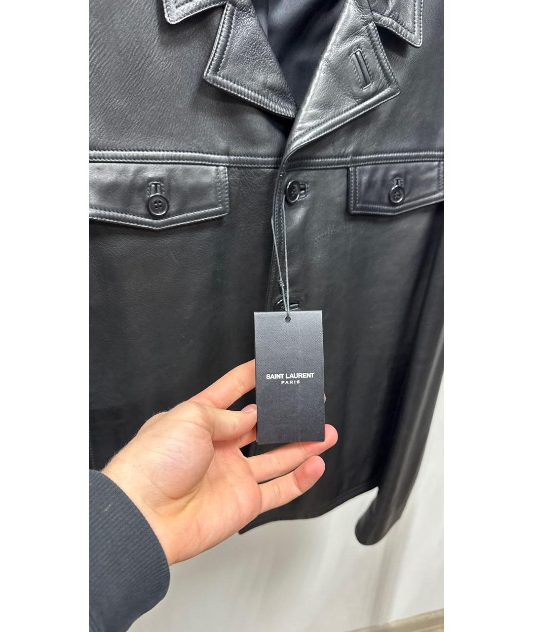 SAINT LAURENT Черная кожаная куртка, фото 2