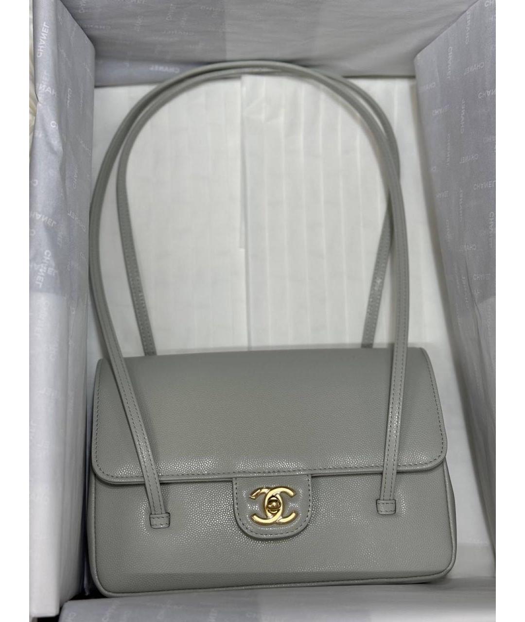 CHANEL Серая кожаная сумка тоут, фото 3