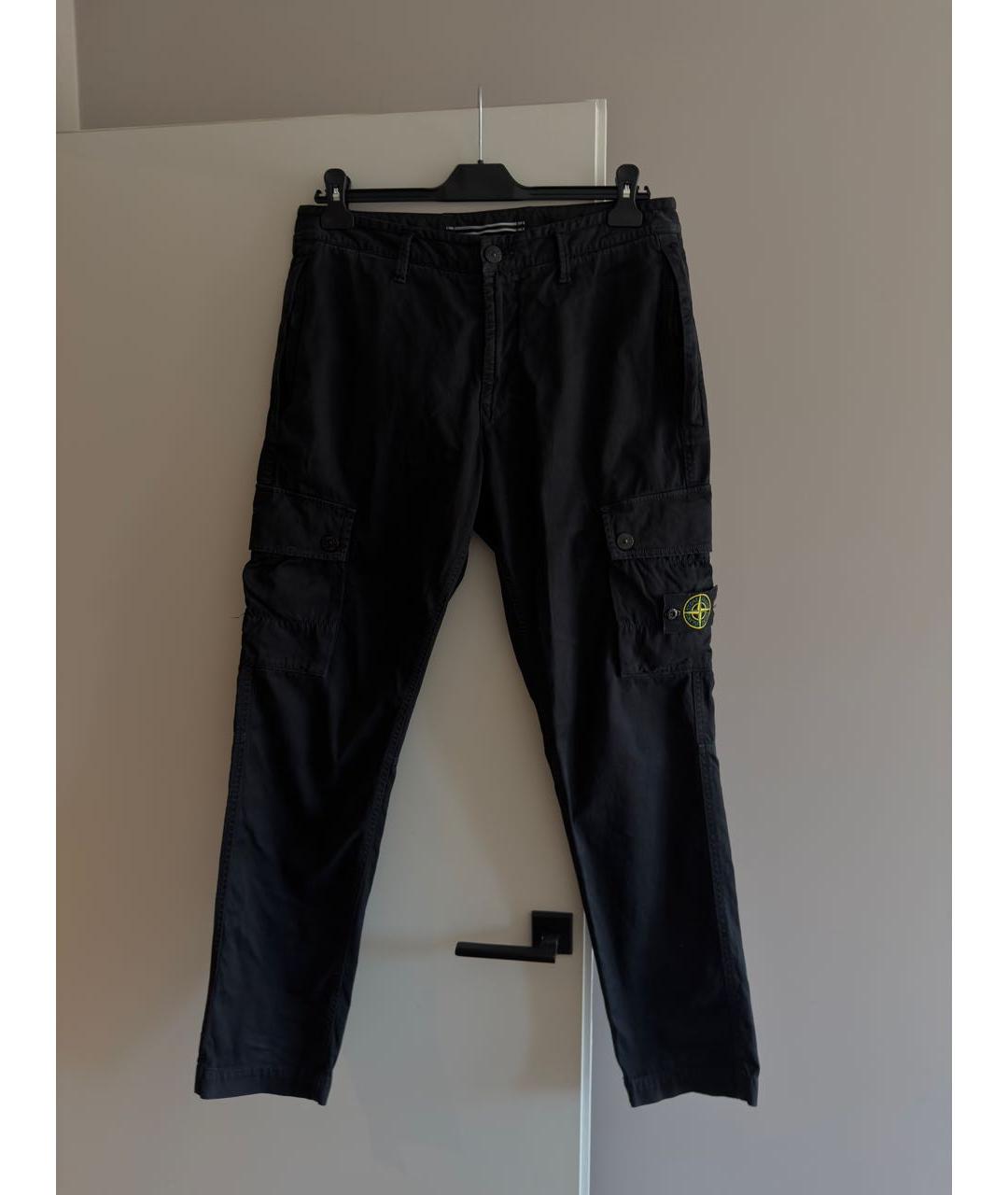 STONE ISLAND Черные хлопковые повседневные брюки, фото 9