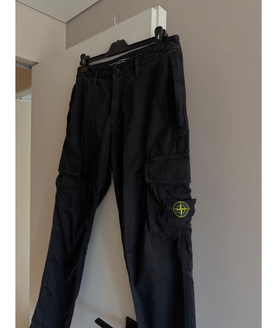 STONE ISLAND Черные хлопковые повседневные брюки, фото 2