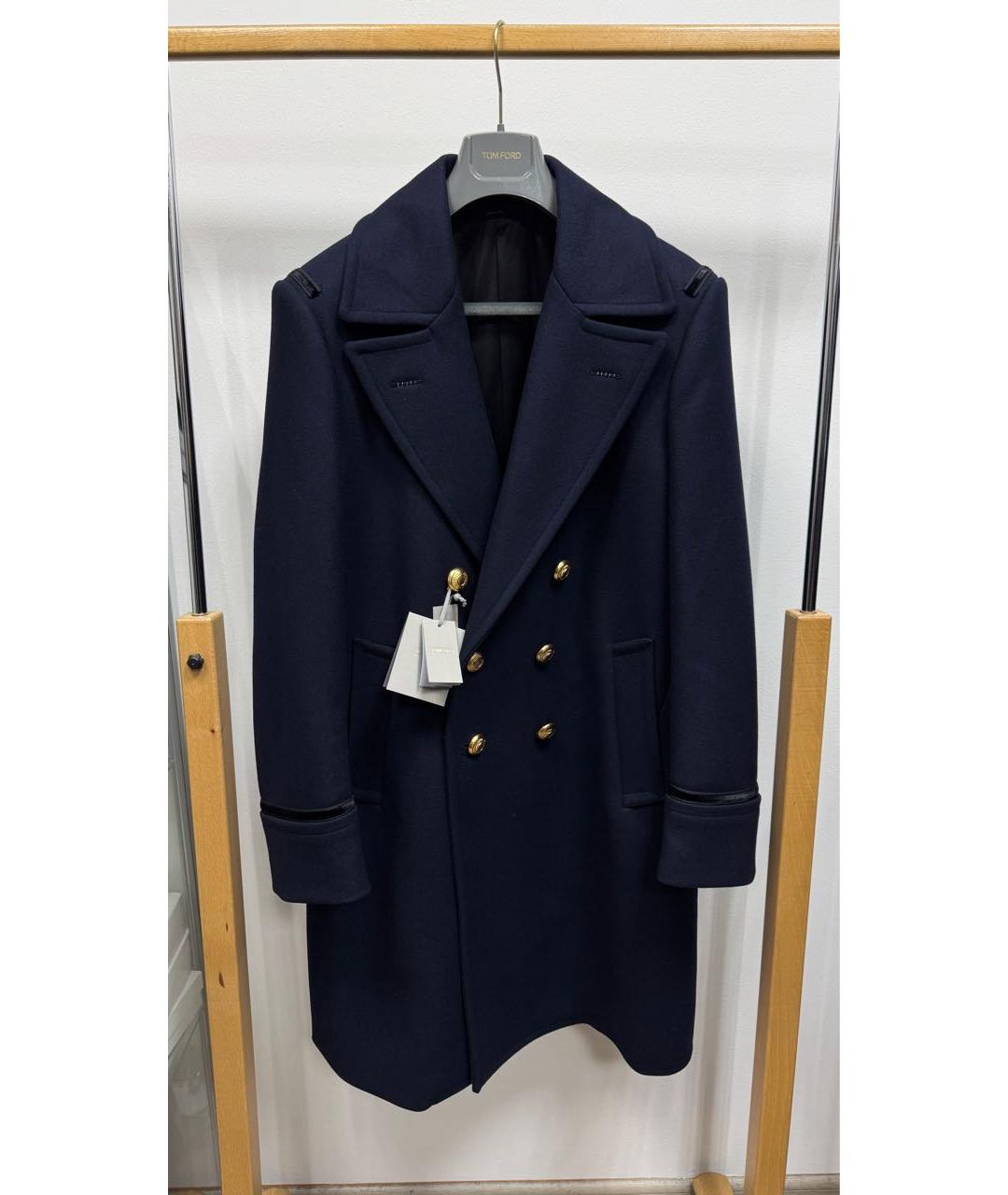 TOM FORD Темно-синее шерстяное пальто, фото 7